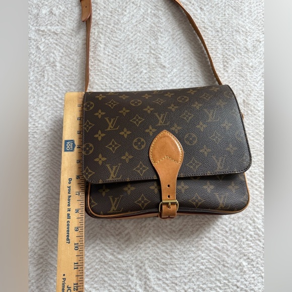 Authentic Louis Vuitton Cartouchiere  Brown Tan Monogram Crossbody Bag - Picture 14 of 16